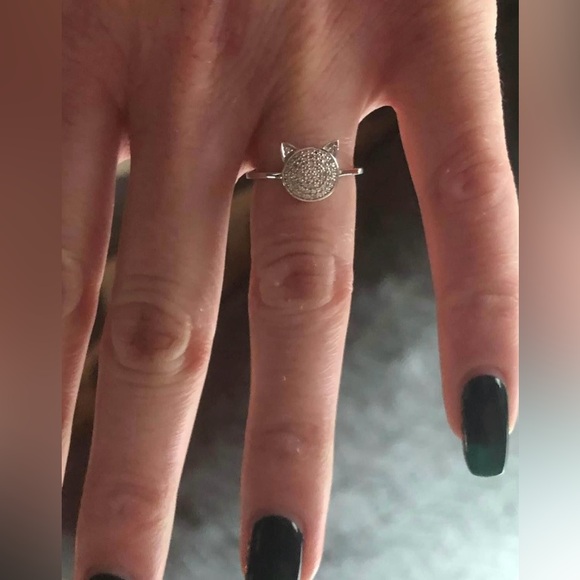 Diamond sterling silver zales cat ring - Picture 1 of 4